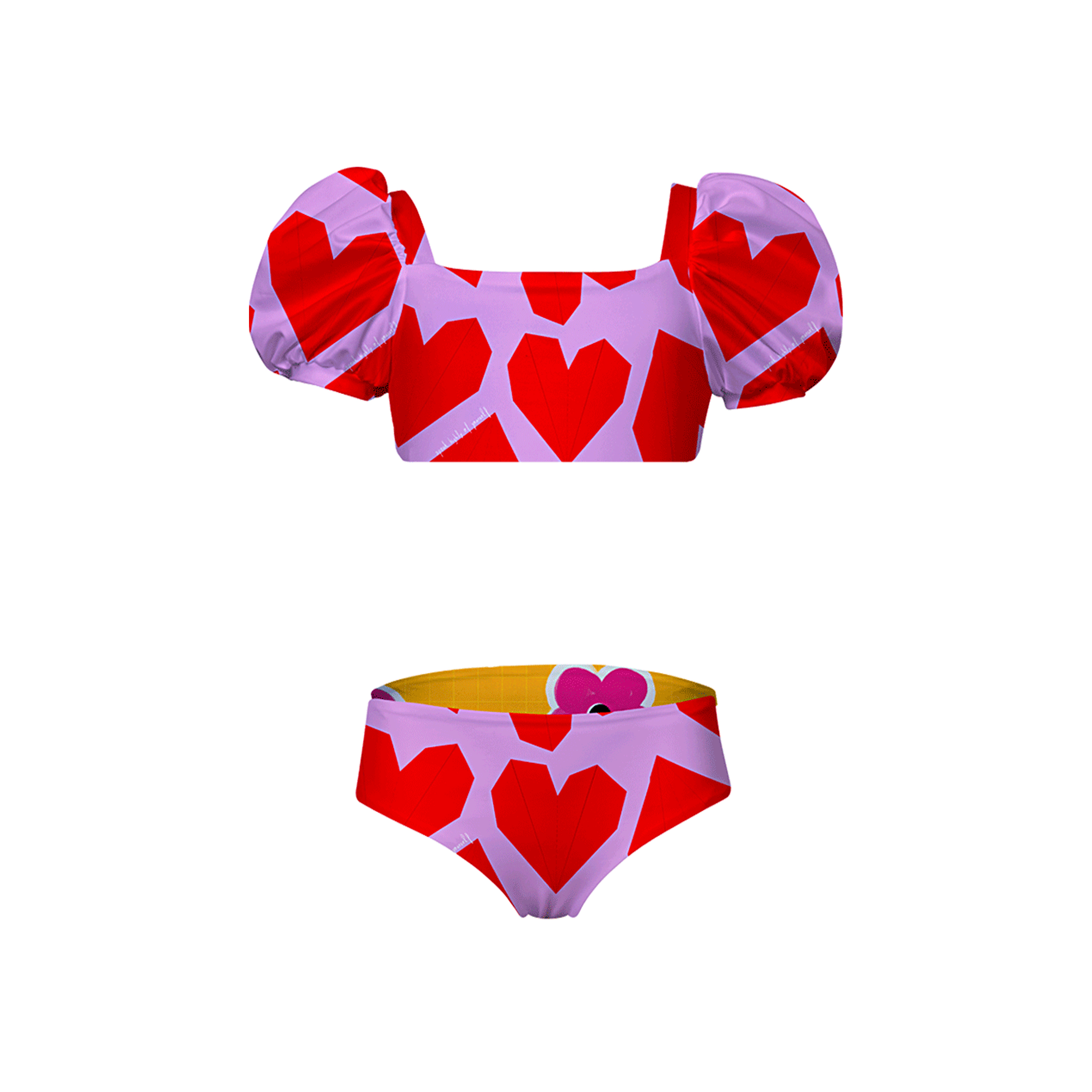 Kid 90cm-120cm Love Printing Bikini Swimsuit