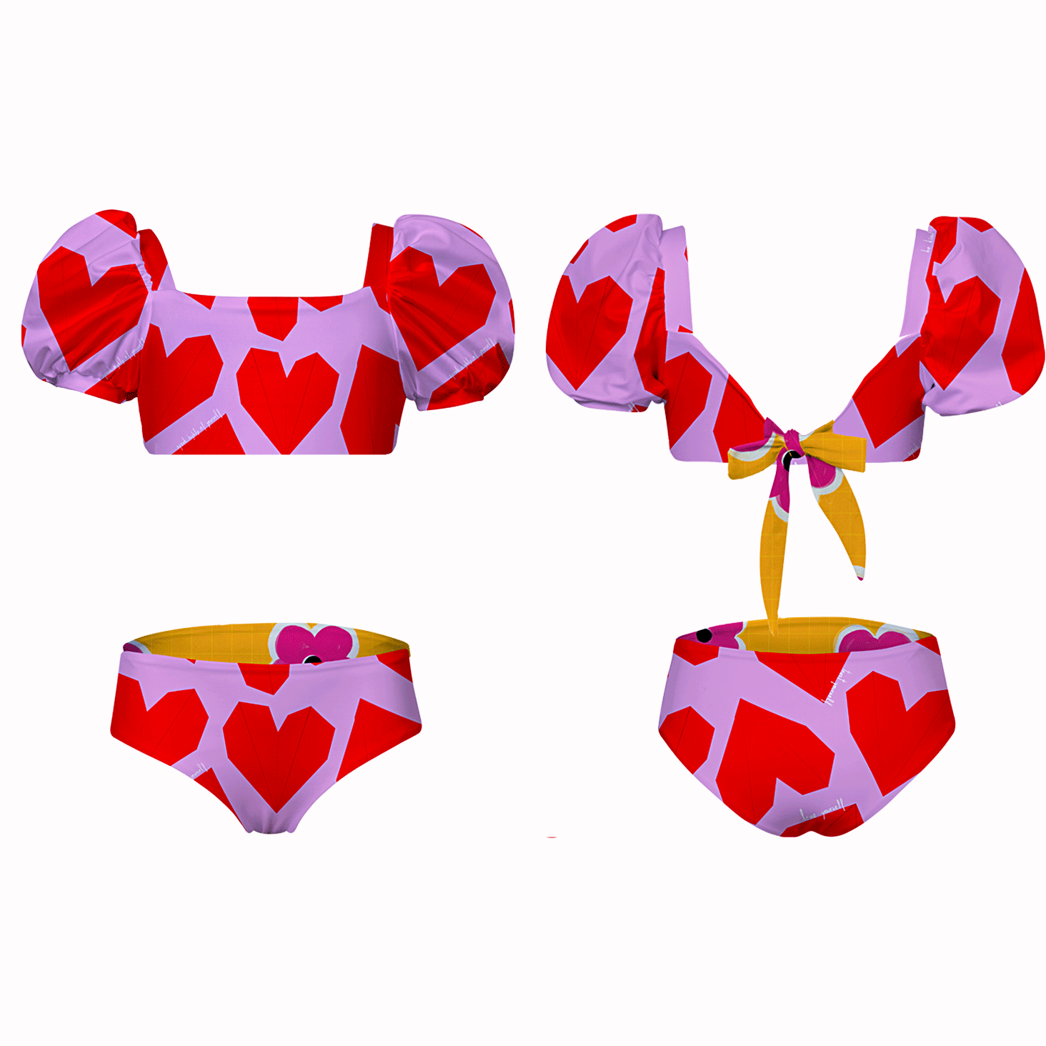 Kid 90cm-120cm Love Printing Bikini Swimsuit