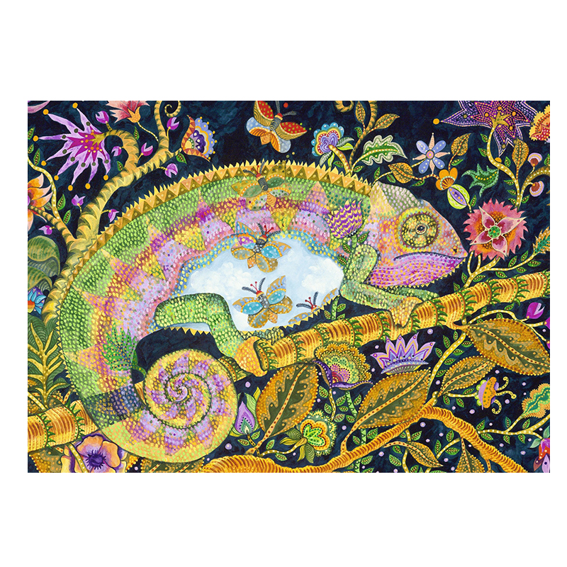 JEFFPUZZLE™ Adventurous Chameleon Wooden Puzzle