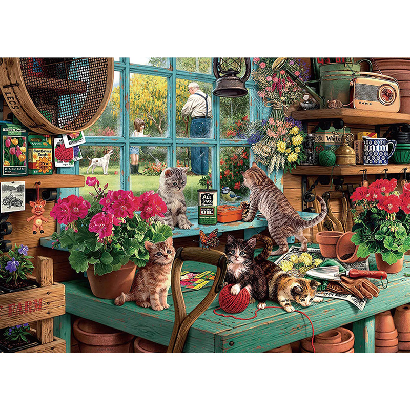 JEFFPUZZLE™ Cute Kittens Wooden Puzzle