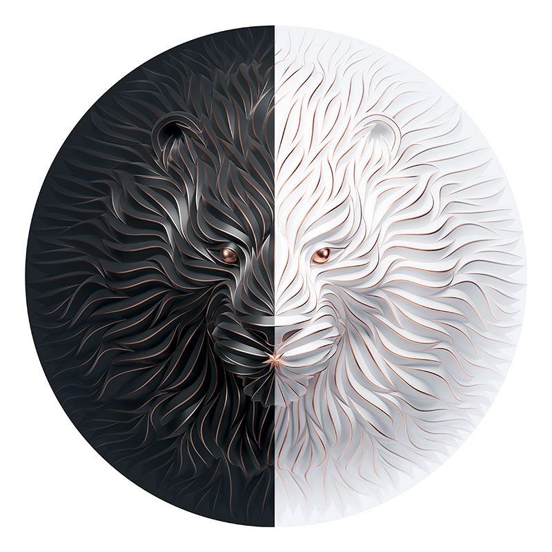 JEFFPUZZLE™ Black & White Lion Wooden Puzzle