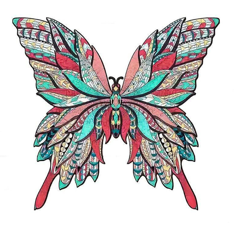 JEFFPUZZLE™ Blue Butterfly Wooden  Puzzle