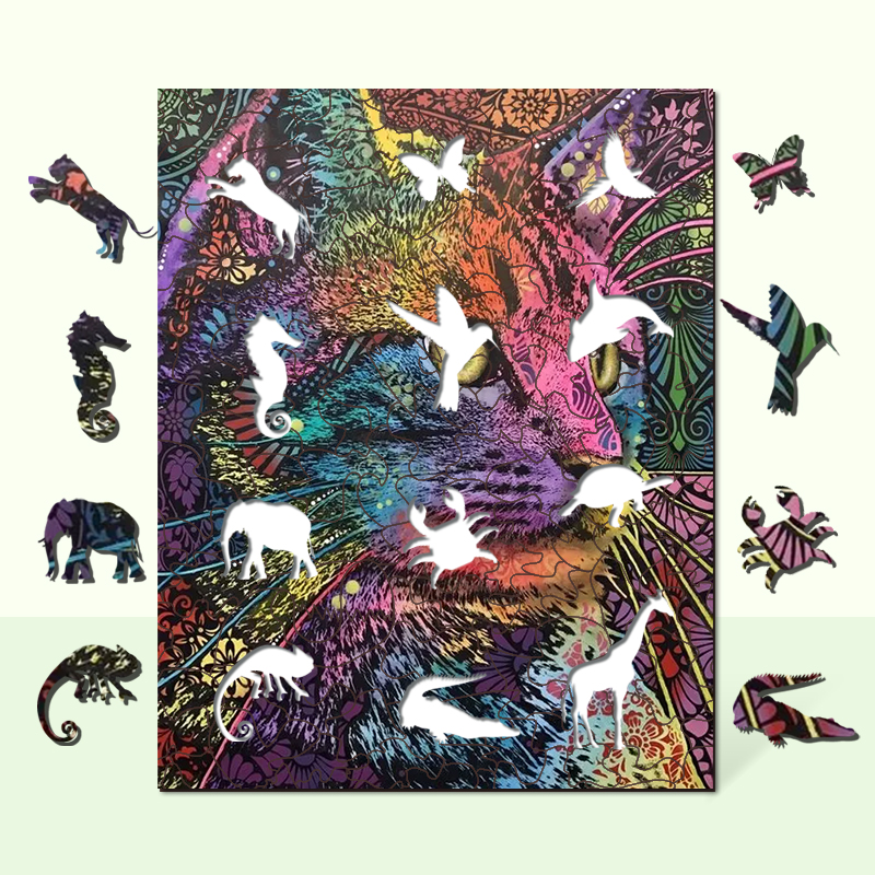 JEFFPUZZLE™ Color Cat Jigsaw Puzzle