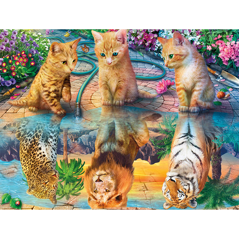 JEFFPUZZLE™ The Adventures of the Three Cats Wooden Puzzle