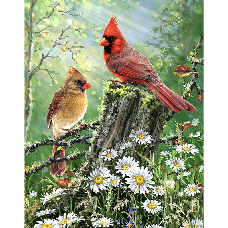 JEFFPUZZLE™ Garden Cardinals Wooden Puzzle