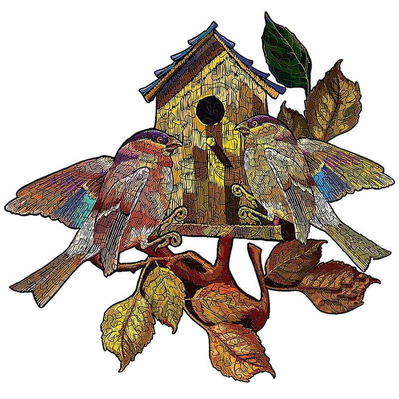 JEFFPUZZLE™ Birds Tree House Wooden Puzzle