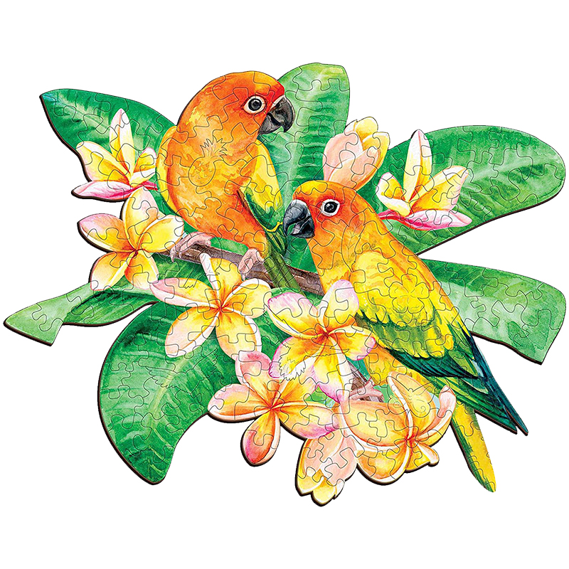 JEFFPUZZLE™ Golden Parrots Wooden Puzzle