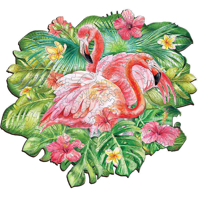 JEFFPUZZLE™ Tropical Flamingos Wooden Puzzle