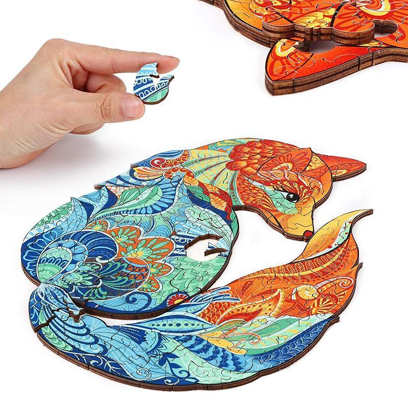 JEFFPUZZLE™ The fox WOODEN PUZZLE