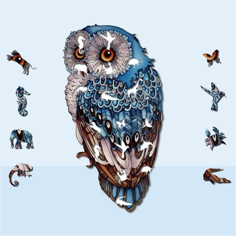 JEFFPUZZLE™ Blue owl Jigsaw Puzzle