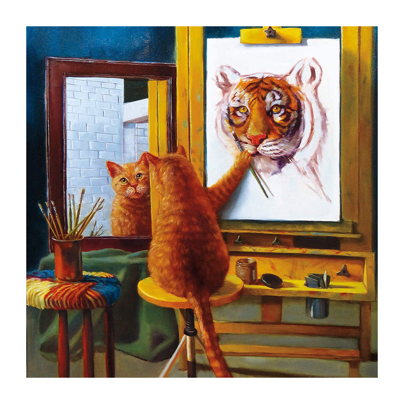 JEFFPUZZLE™ The Painter's Cat Wooden Puzzle