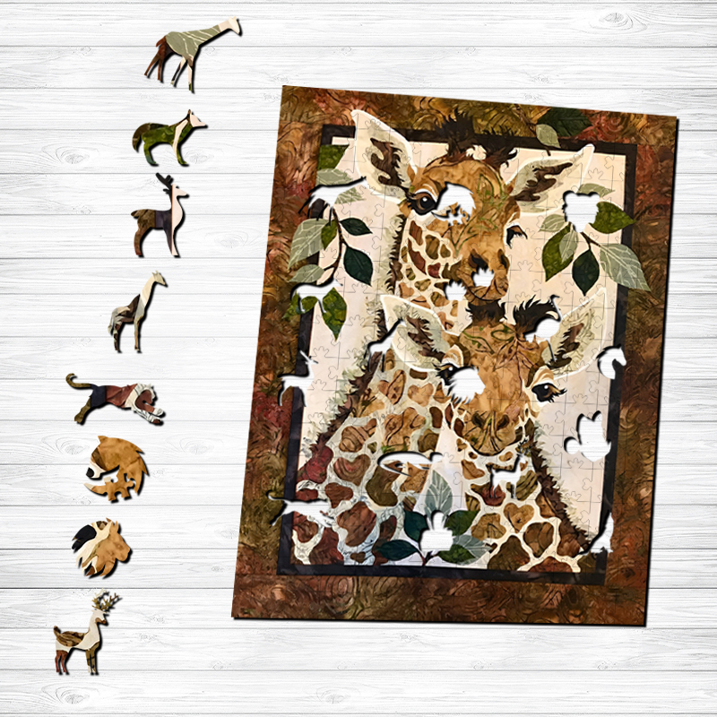 JEFFPUZZLE™ Giraffe Couple Wooden Puzzle