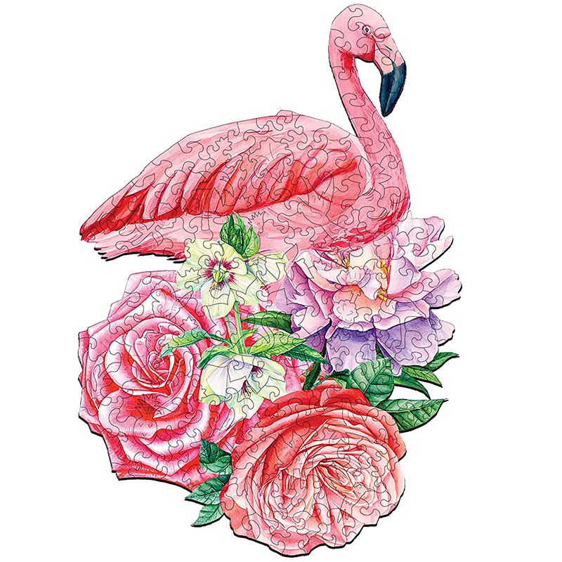 JEFFPUZZLE™ Rosy Flamingo Wooden Puzzle