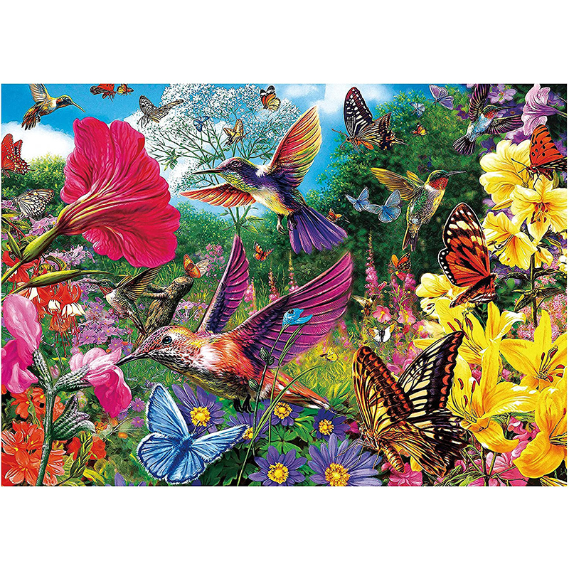 JEFFPUZZLE™ Hummingbird Garden Wooden Puzzle