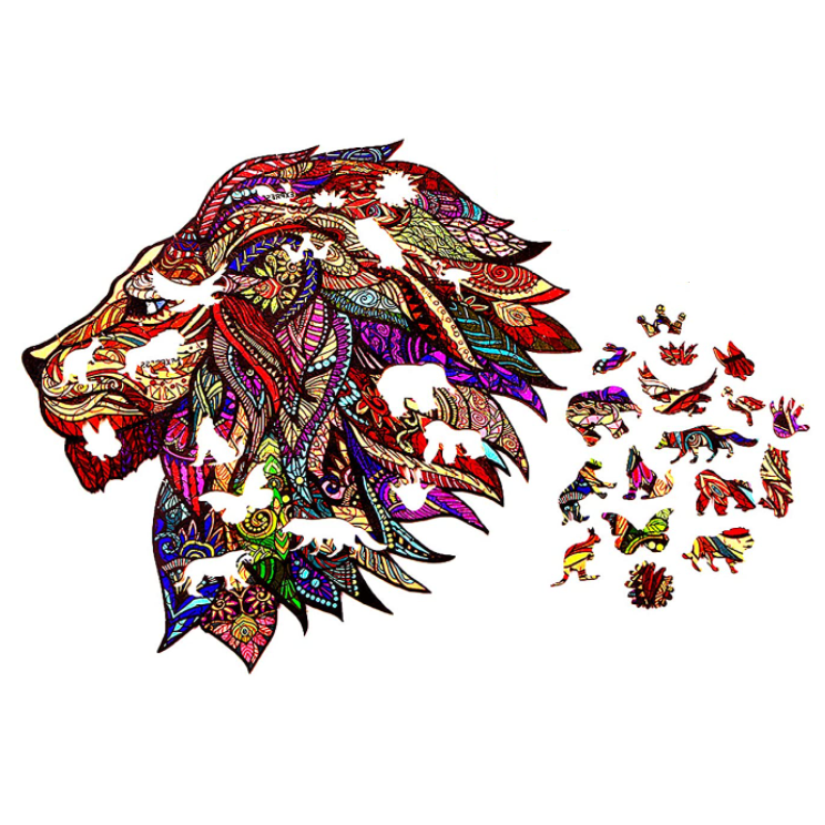 JEFFPUZZLE™ Woodanis ™ Majestic Lion wooden puzzle