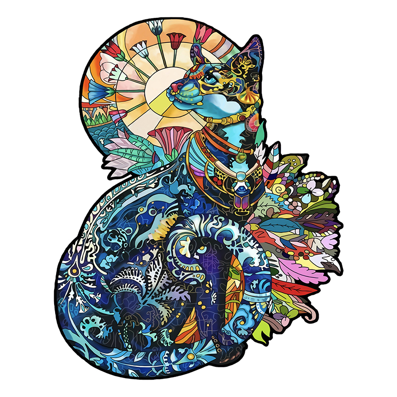 JEFFPUZZLE™ Blue Leopard Wooden Puzzle