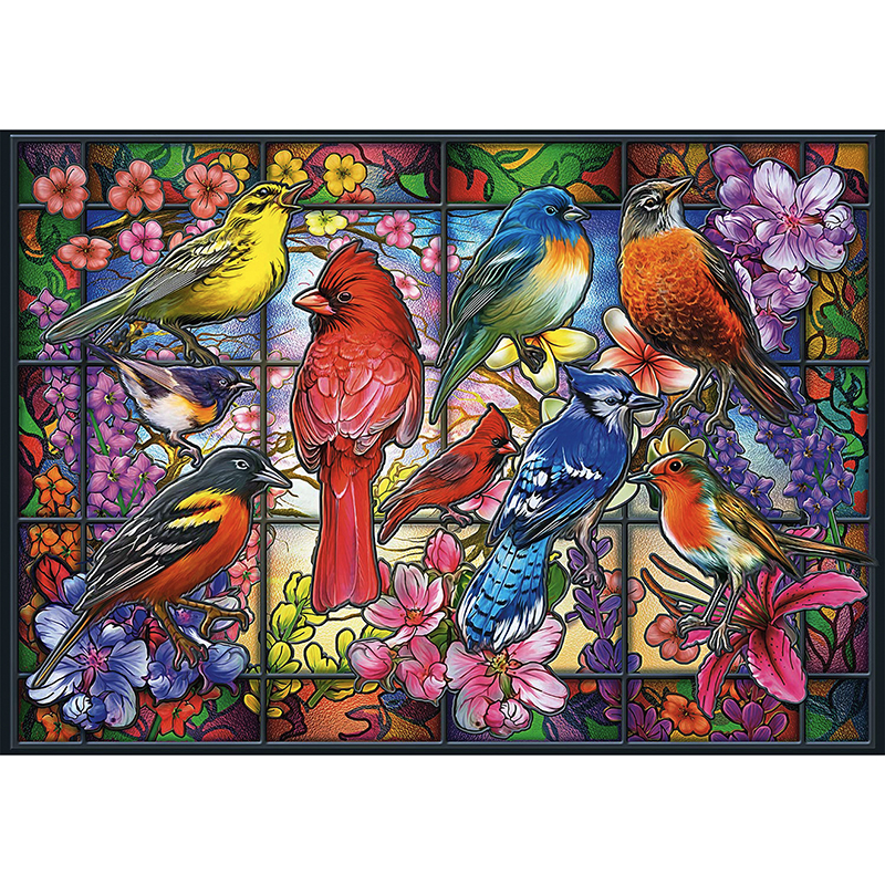 JEFFPUZZLE™ Glass Birds Wooden Puzzle
