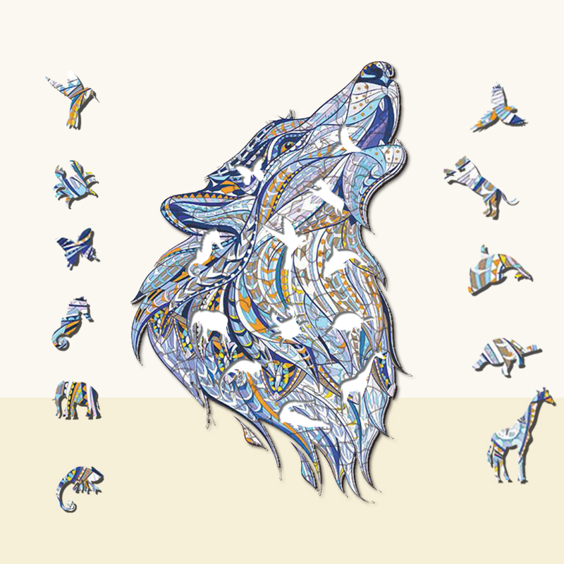 JEFFPUZZLE™ Blue Wolf Jigsaw Puzzle