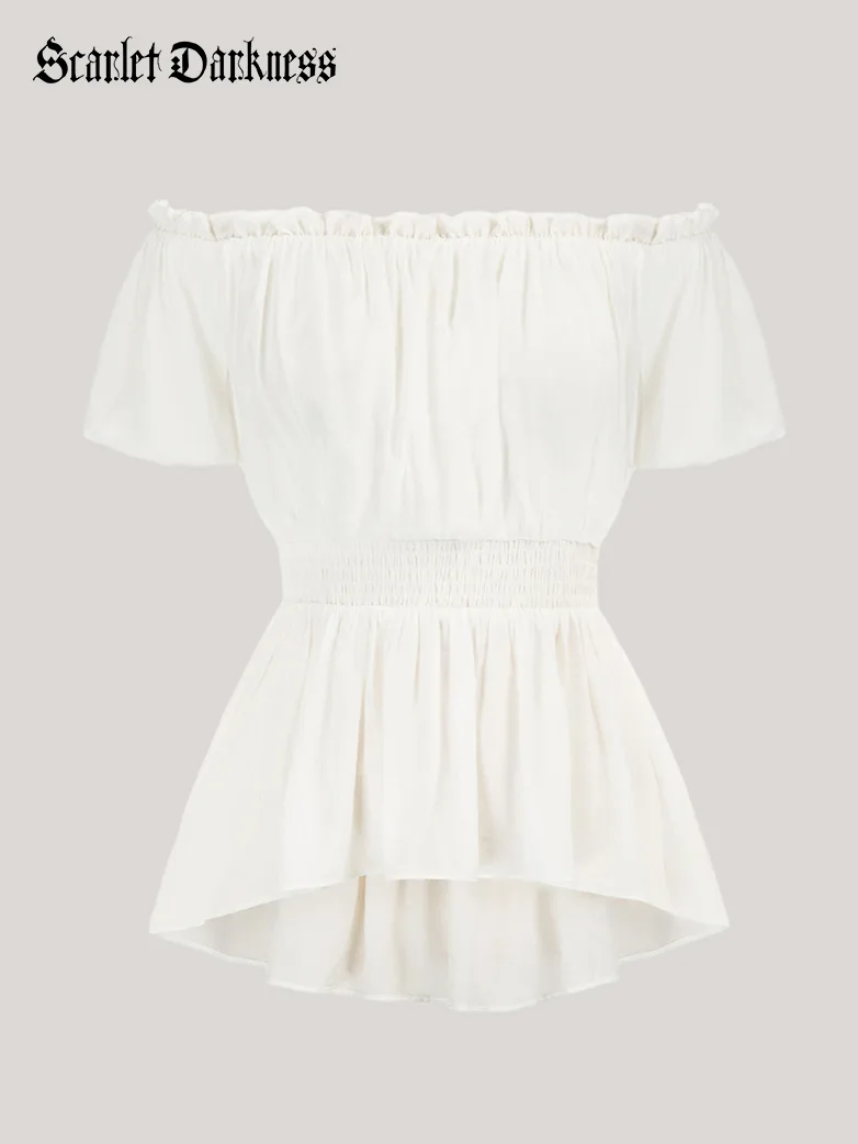 Medieval Renaissance Pirate Shirring Shirt Tops