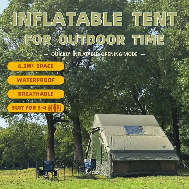 🔥2025 Clearance Sale🔥All - Season Inflatable Camping Tent with Pump - Fits 4 - 6, Waterproof & Mesh Windows