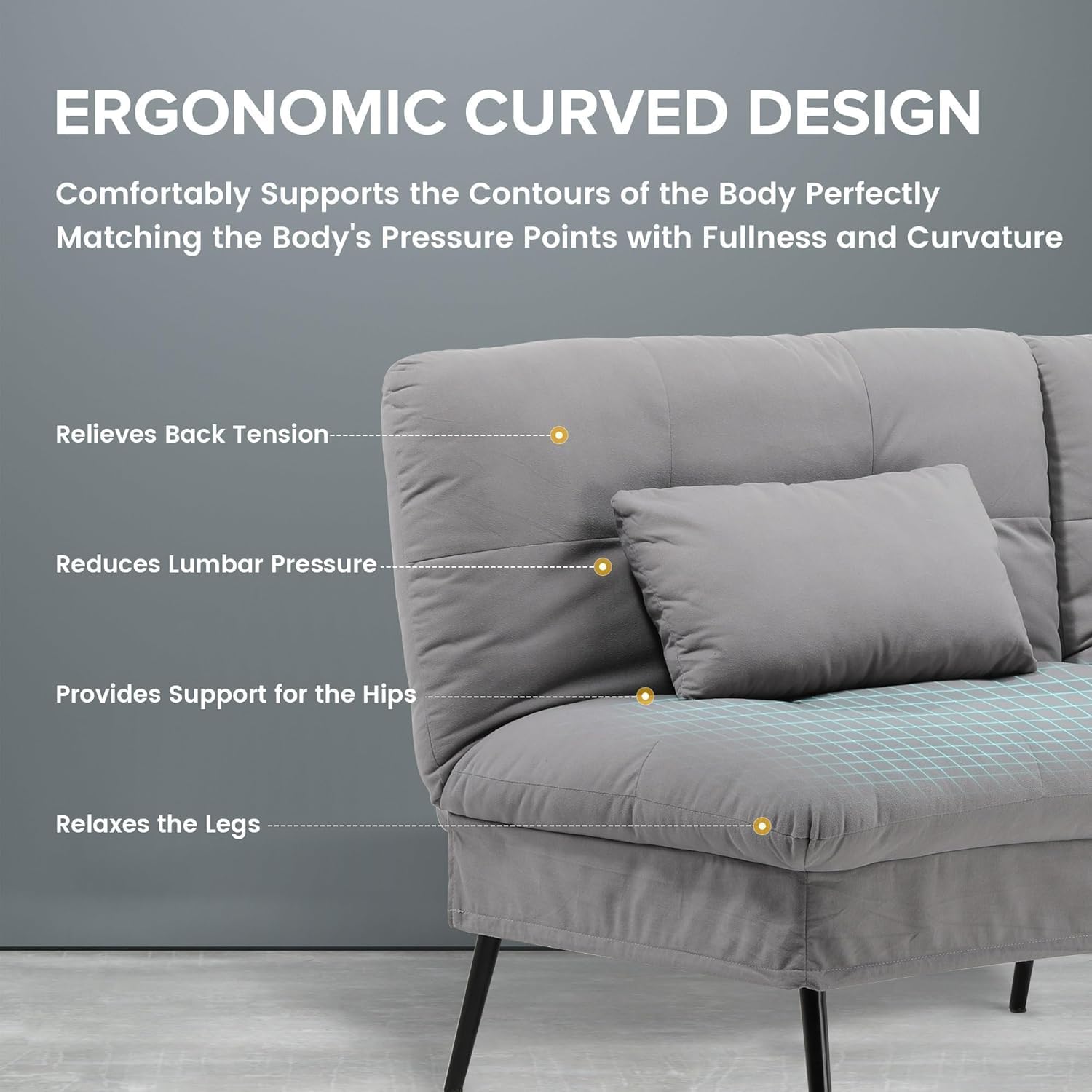 Convertible Sofa Bed,68″Fabric Couch with Adjustable Backrest,Loveseat Recliner Sleeper Living Room Furniture futon Set