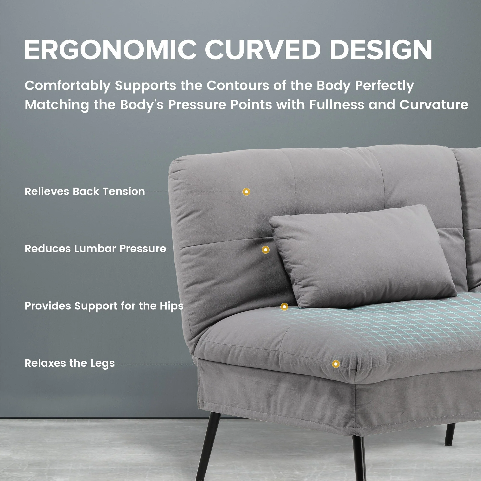 Convertible Ultra-comfortable Futon Sofa Bed with Adjustable Backrest B001
