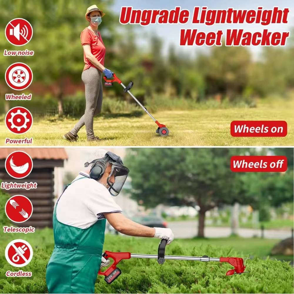 Battery Weed Wacker Cordless Weed Trimmer  & 3 Cutting Blade Types