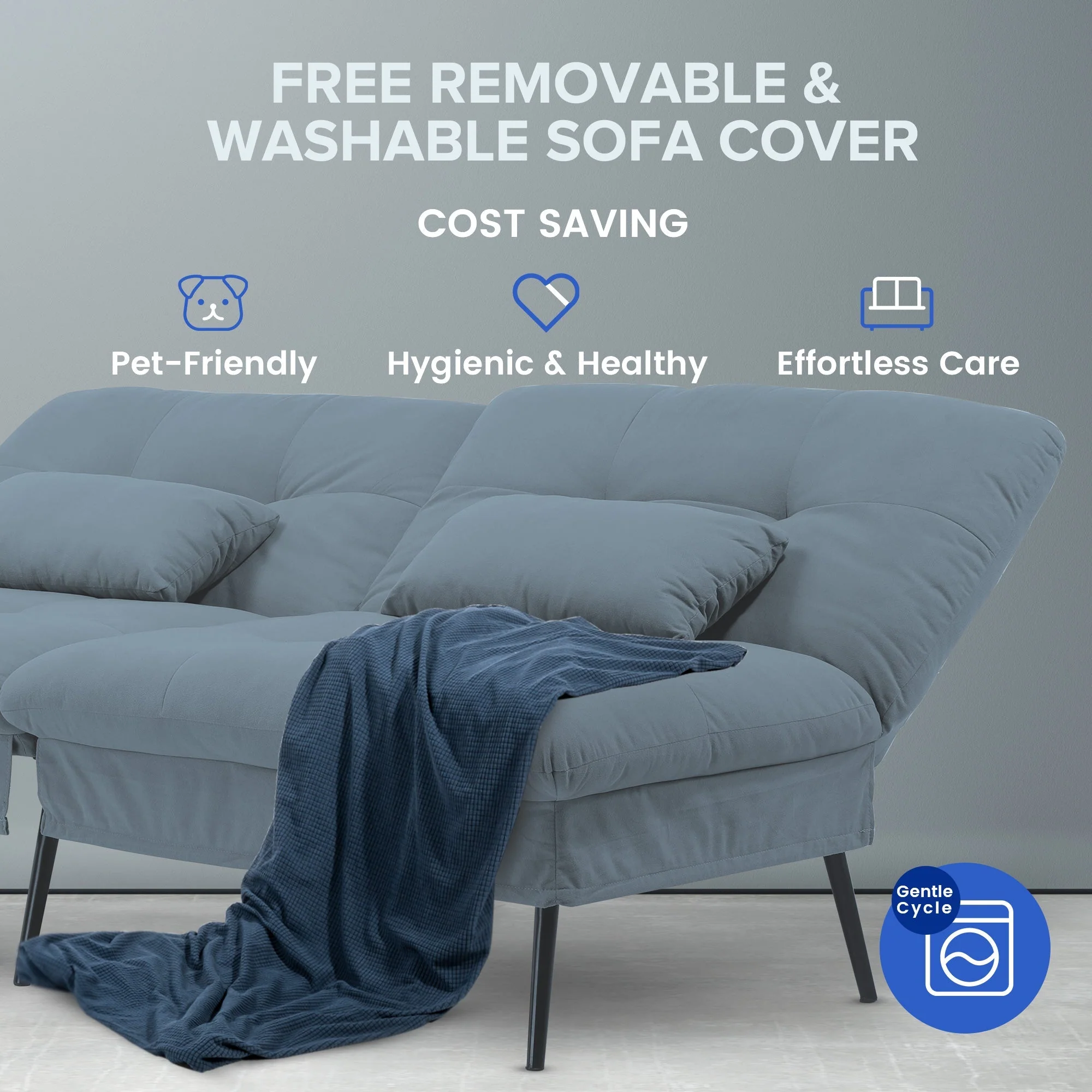 Convertible Ultra-comfortable Futon Sofa Bed with Adjustable Backrest B001