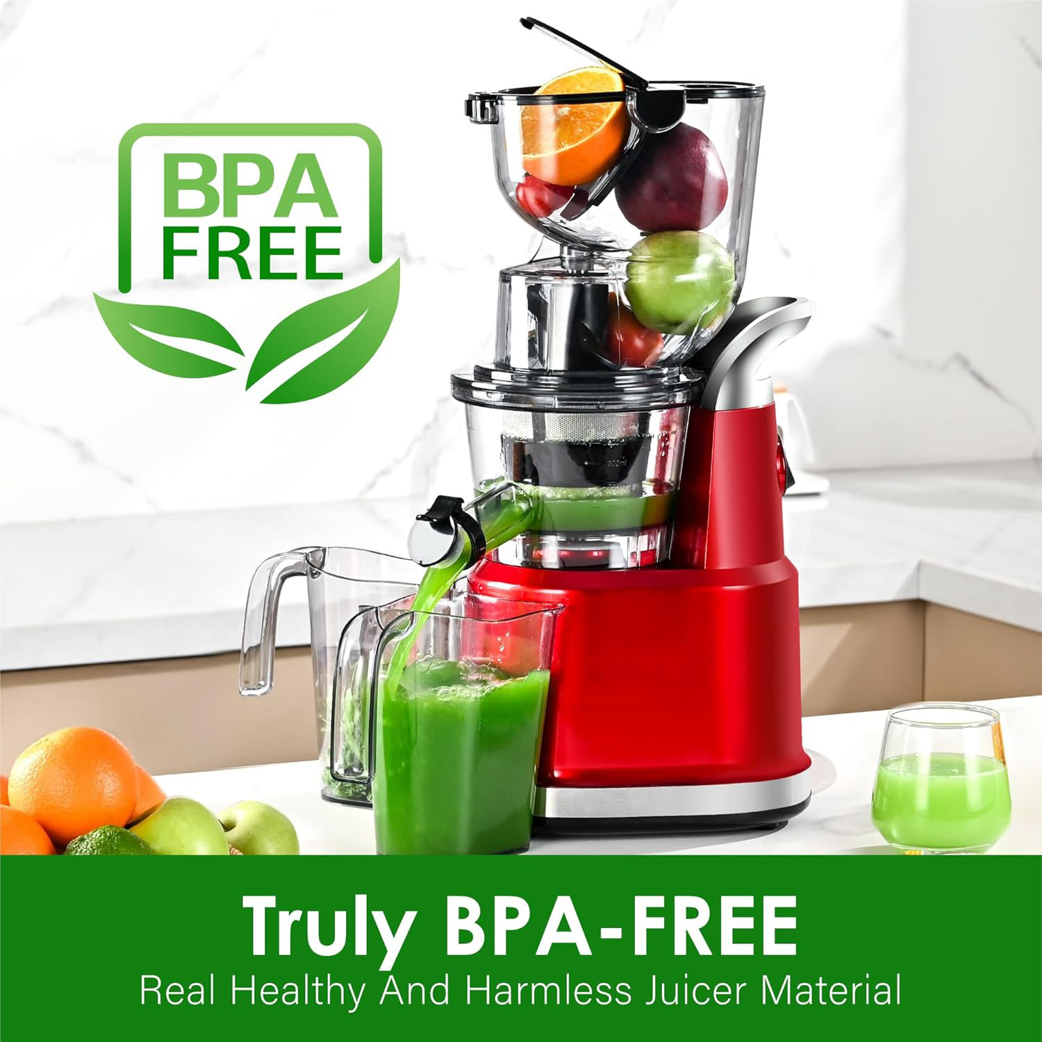 🎉⚡Hot Sale⚡Cold Press Juicer Machines, Kitchen in the Box Slow Masticating Juicers Machine,3.26inch Large Wide Feed Chute Fit Whole Fruits & Vegetables,BPA Free,Easy to Clean (Bright Black)