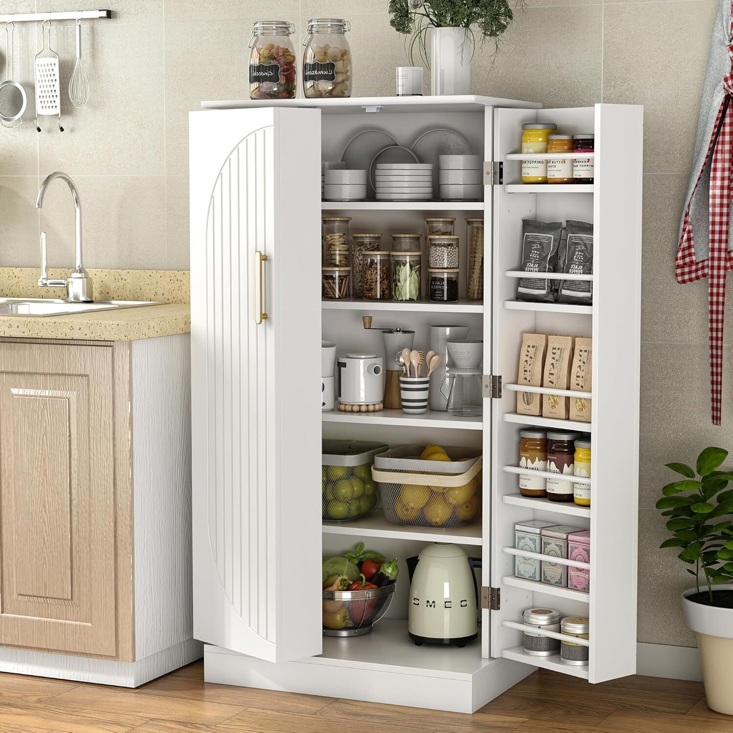 🔥HOT SALE🔥 47” Kitchen Pantry Cabinet with LED