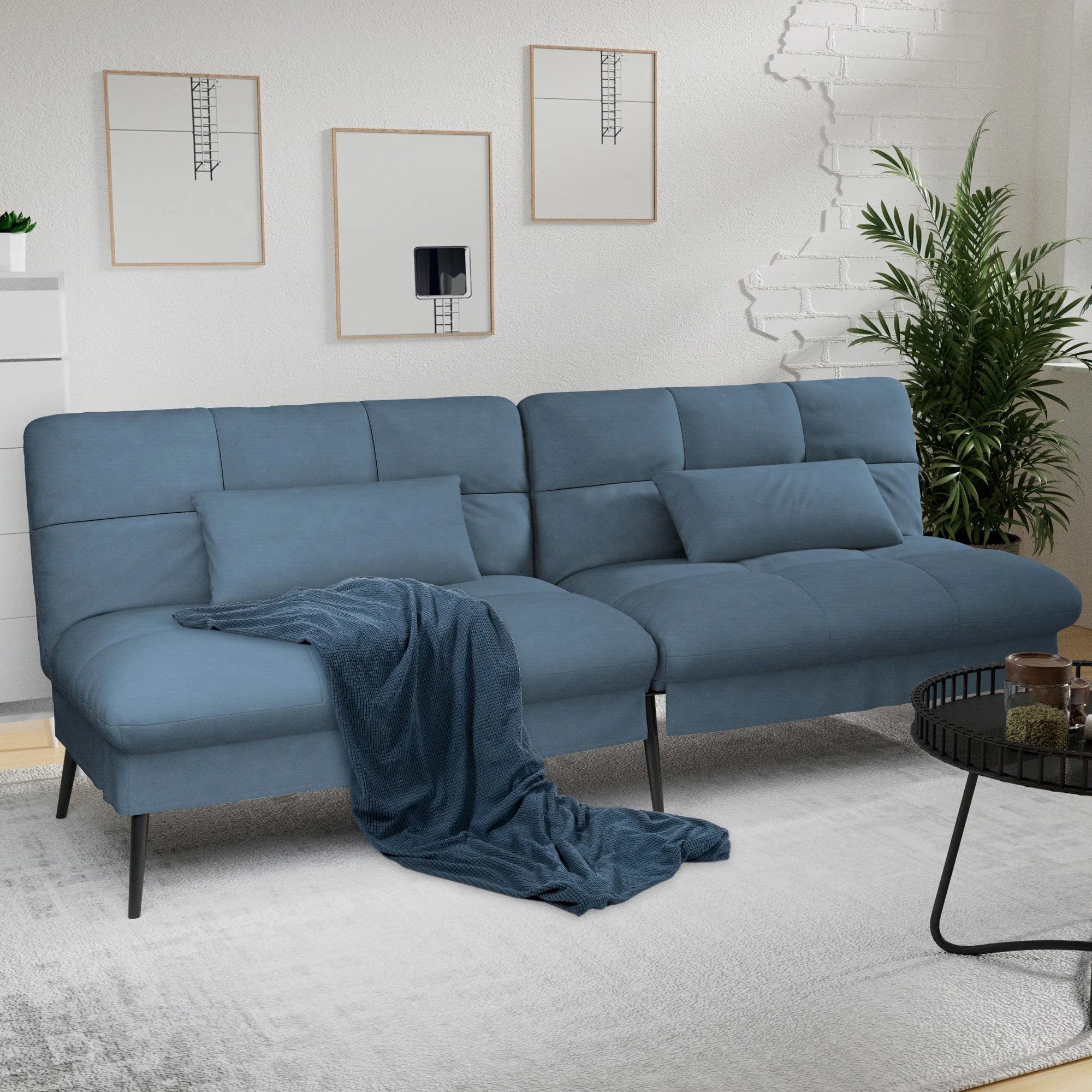 Convertible Ultra-comfortable Futon Sofa Bed with Adjustable Backrest B001