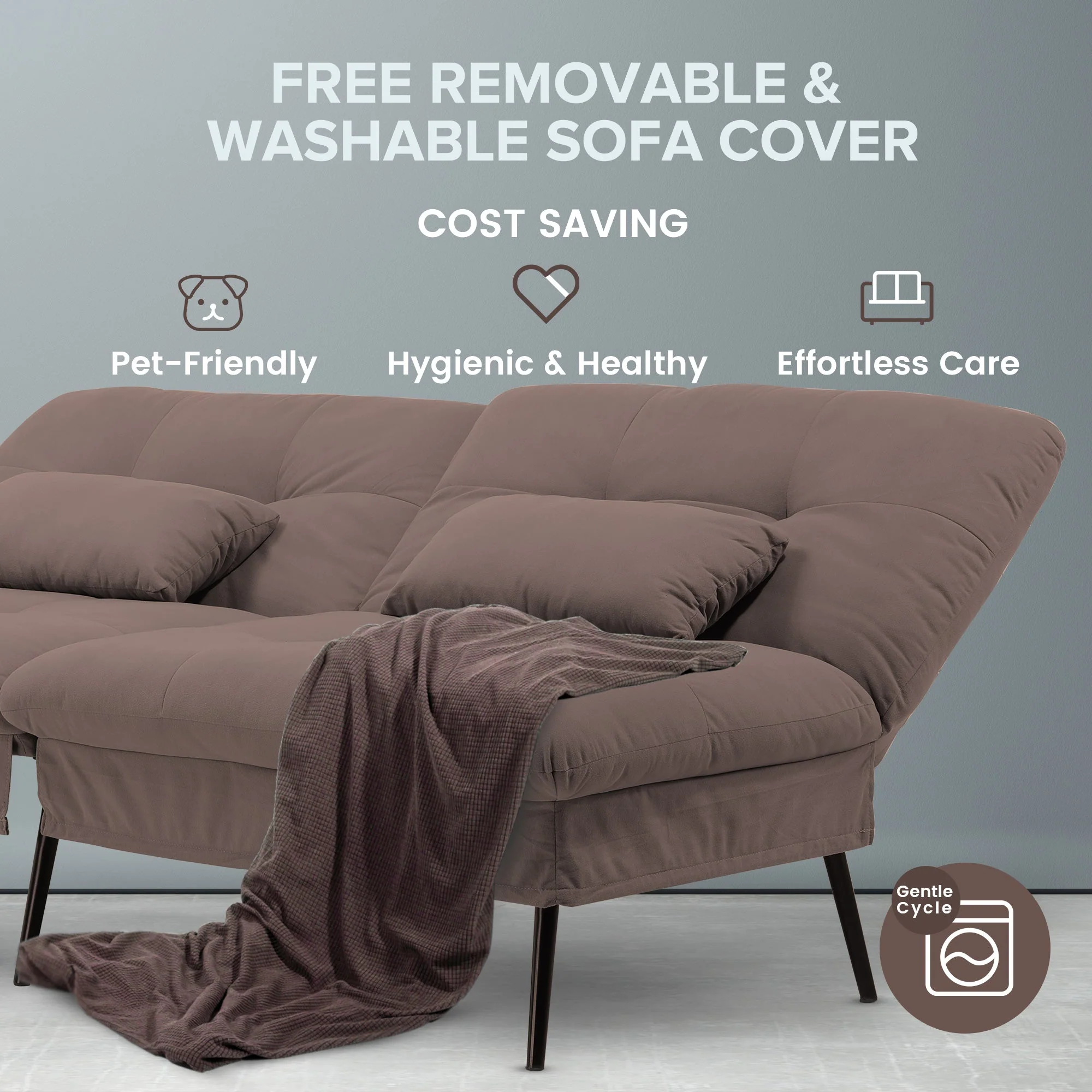 Convertible Ultra-comfortable Futon Sofa Bed with Adjustable Backrest B001