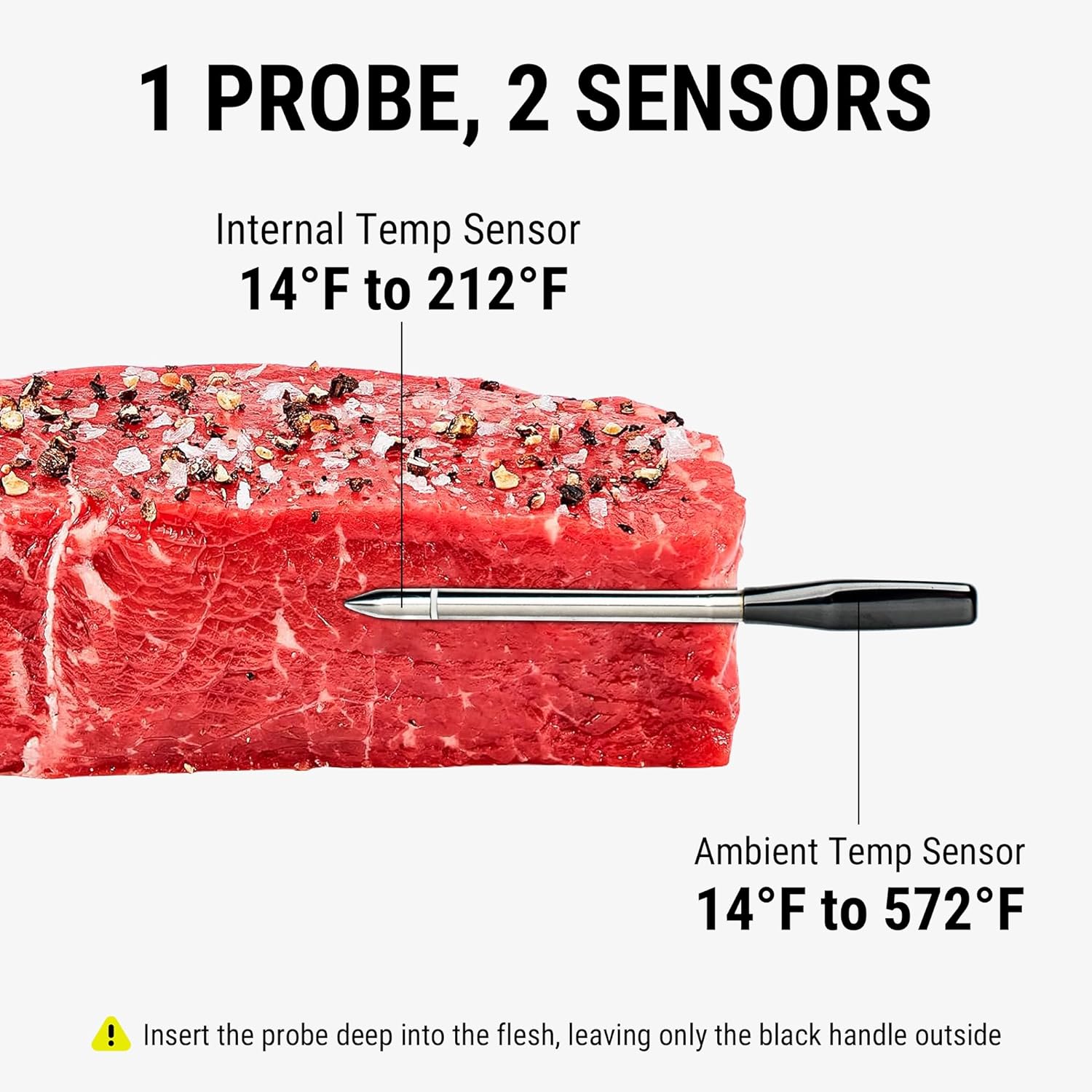 600FT Wireless Meat Thermometer with Upgraded Ultra-Thin Probe, Bluetooth Meat Thermometer Wireless for Outside Grill, Smoker Thermometer for BBQ Oven Rotisserie Sous Vide