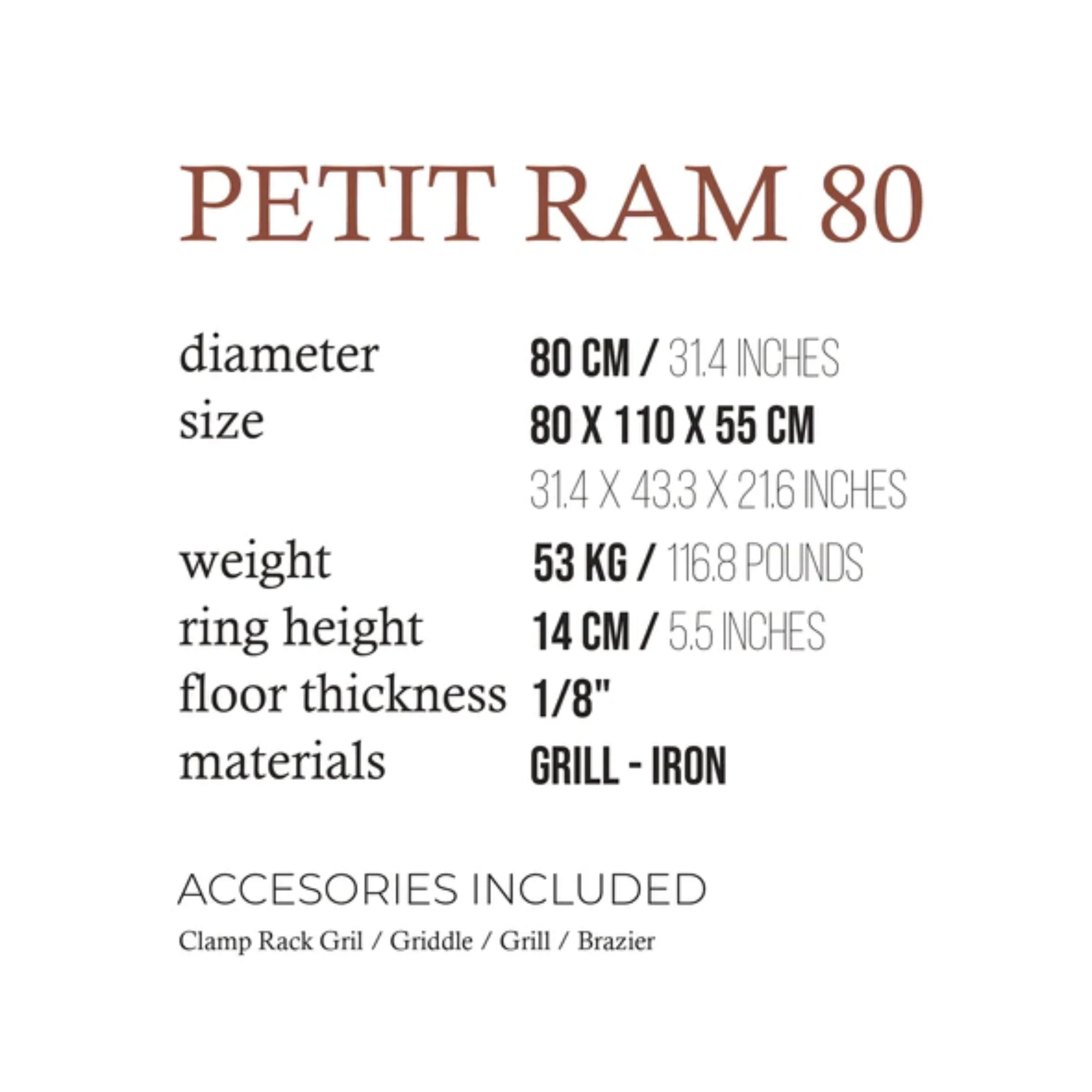TX Petit Ram 80 Open Fire Argentine Wood and Charcoal Grill