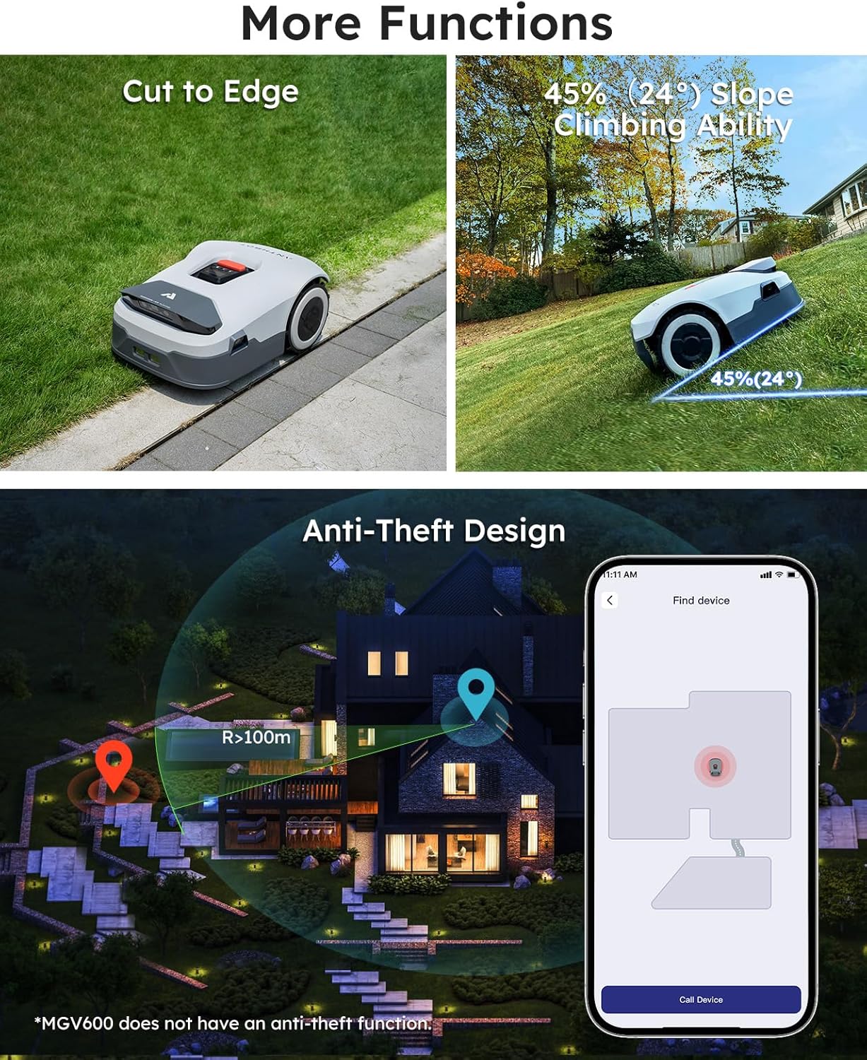 Robot Lawn Mower NO Wire - 0.22 Acre, Full Band RTK+4-Eye Vision Robotic Lawnmower, Automatic Mapping, 20 Multi-Zone Management, Accurate Obstacle Avoidance, Intelligent Path Planning, APP Control