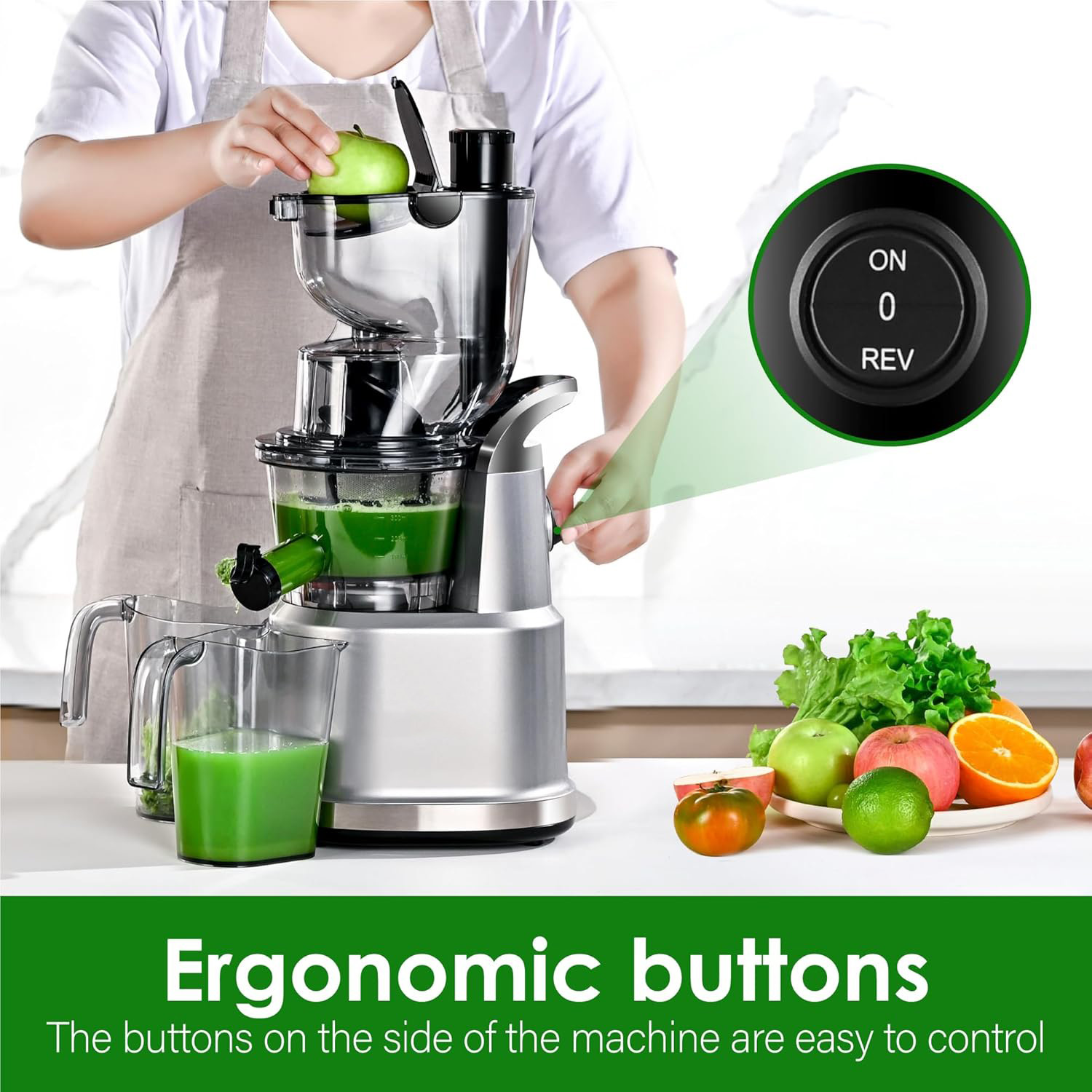 🎉⚡Hot Sale⚡Cold Press Juicer Machines, Kitchen in the Box Slow Masticating Juicers Machine,3.26inch Large Wide Feed Chute Fit Whole Fruits & Vegetables,BPA Free,Easy to Clean (Bright Black)