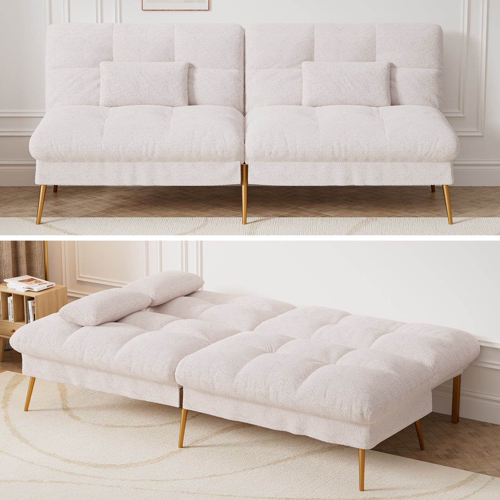 Convertible Ultra-comfortable Futon Sofa Bed with Adjustable Backrest B001