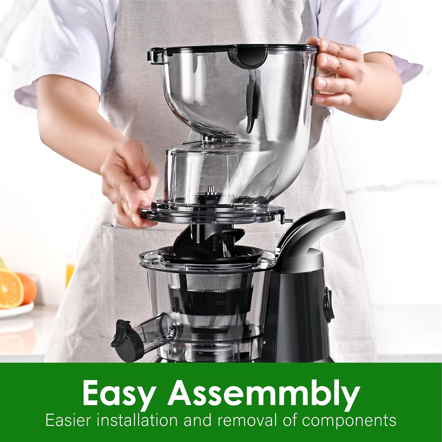 🎉⚡Hot Sale⚡Cold Press Juicer Machines, Kitchen in the Box Slow Masticating Juicers Machine,3.26inch Large Wide Feed Chute Fit Whole Fruits & Vegetables,BPA Free,Easy to Clean (Bright Black)