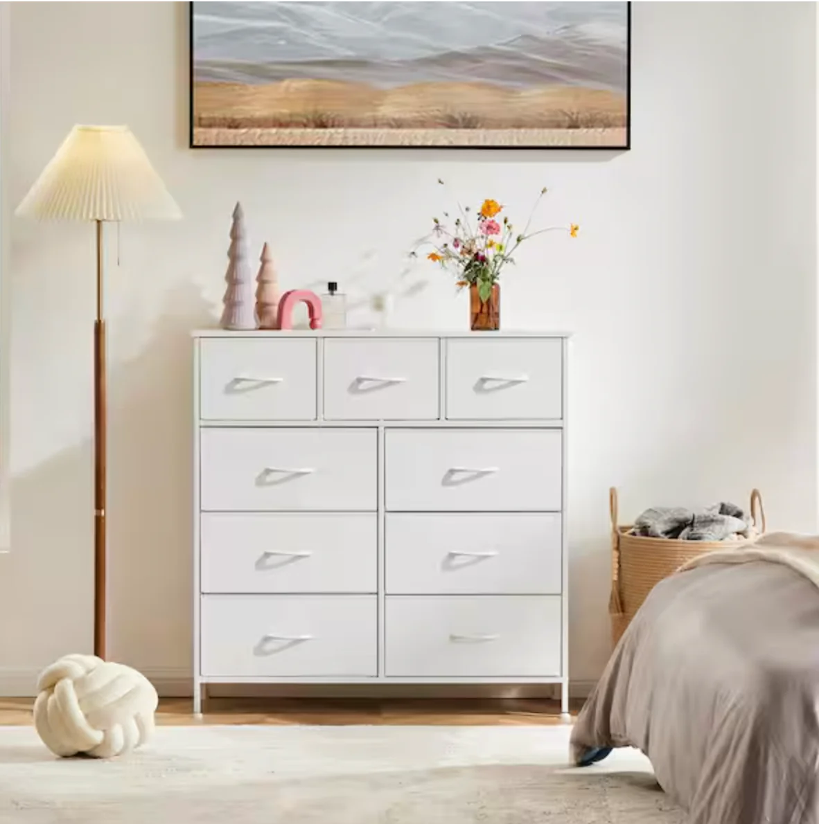 Drawers Dresser for Bedroom, Kidsroom Furniture, Tall Chest Tower, Storage Organizer Units for Clothing, Closet, Fabric Bins, Wood Top, Steel Frame, Lightweight, Assemble Tools Include