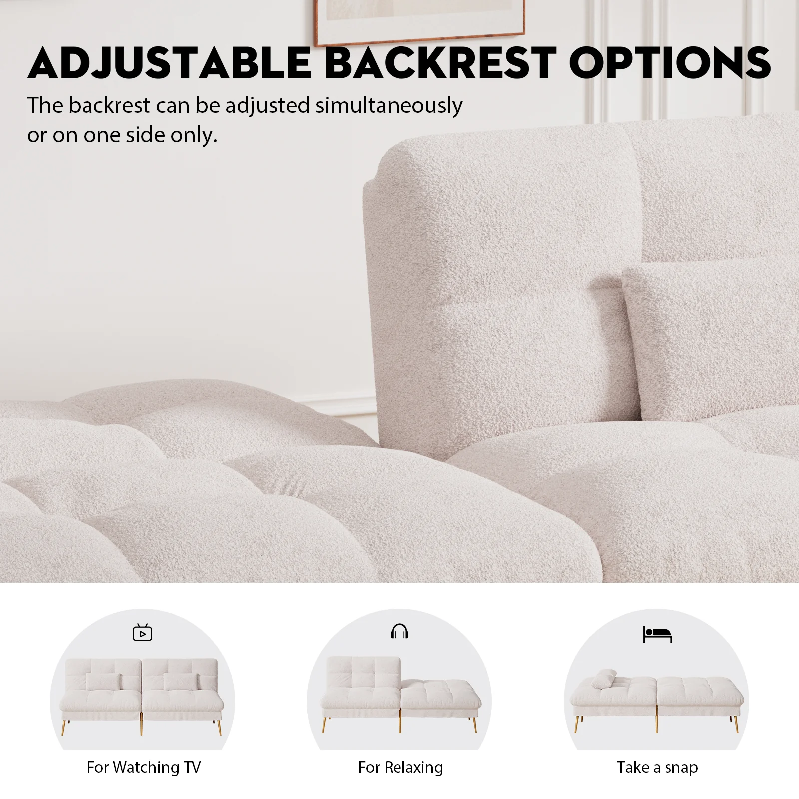 Convertible Ultra-comfortable Futon Sofa Bed with Adjustable Backrest B001