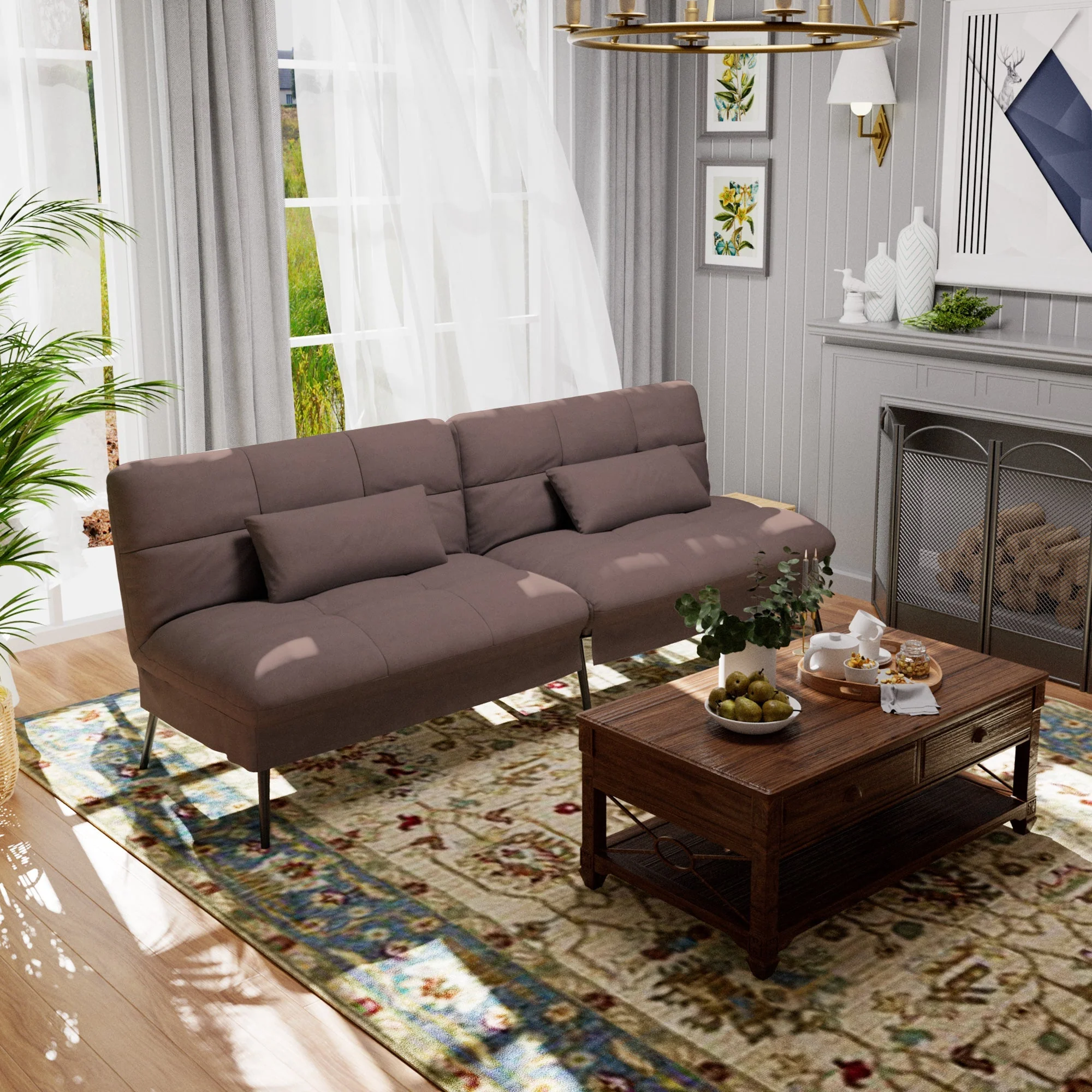 Convertible Ultra-comfortable Futon Sofa Bed with Adjustable Backrest B001