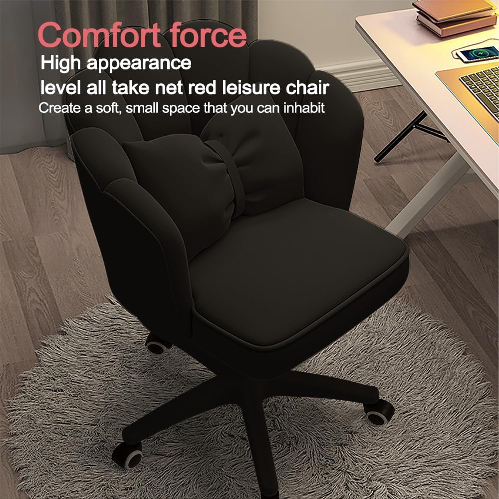 Office Chair Cute Petal Desk Chair, Modern Fabric Home Butterfly Chairs Height Adjustable Chair Makeup Chairs Computer Chairs