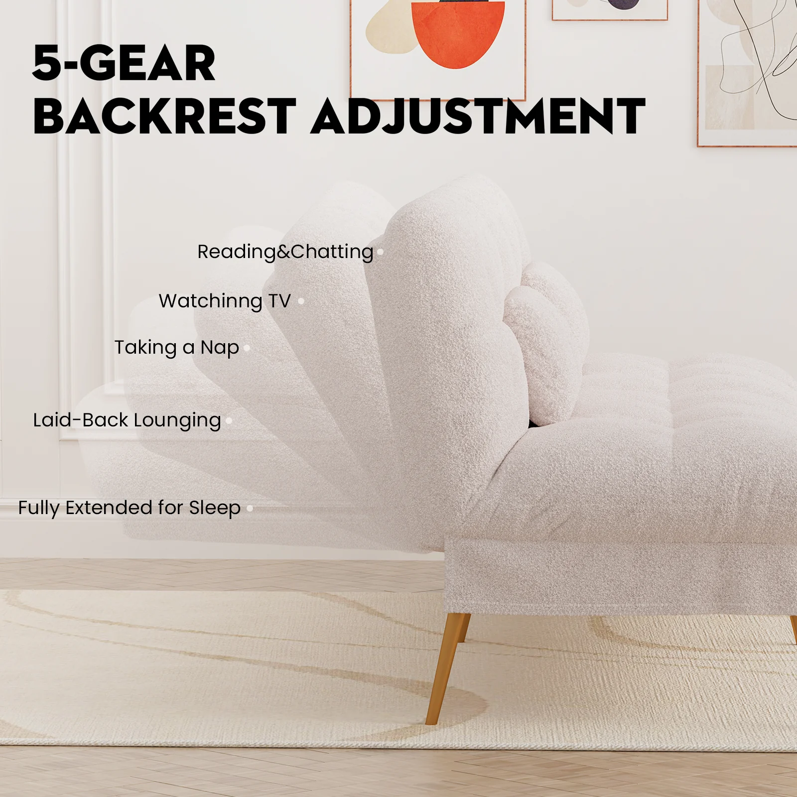 Convertible Ultra-comfortable Futon Sofa Bed with Adjustable Backrest B001
