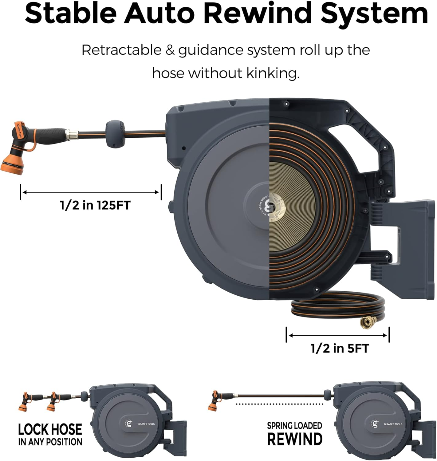 🔥[Clearance Sale]🔥Retractable Garden Hose Reel-5/8in-90ft