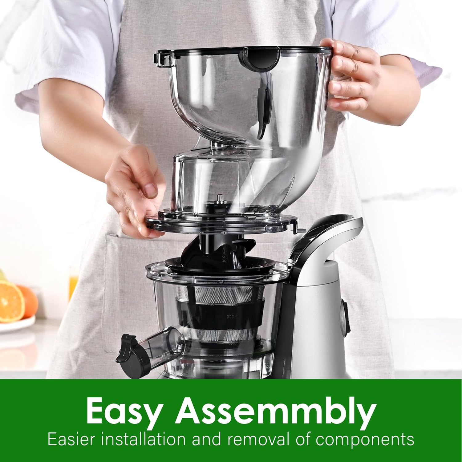🎉⚡Hot Sale⚡Cold Press Juicer Machines, Kitchen in the Box Slow Masticating Juicers Machine,3.26inch Large Wide Feed Chute Fit Whole Fruits & Vegetables,BPA Free,Easy to Clean (Bright Black)