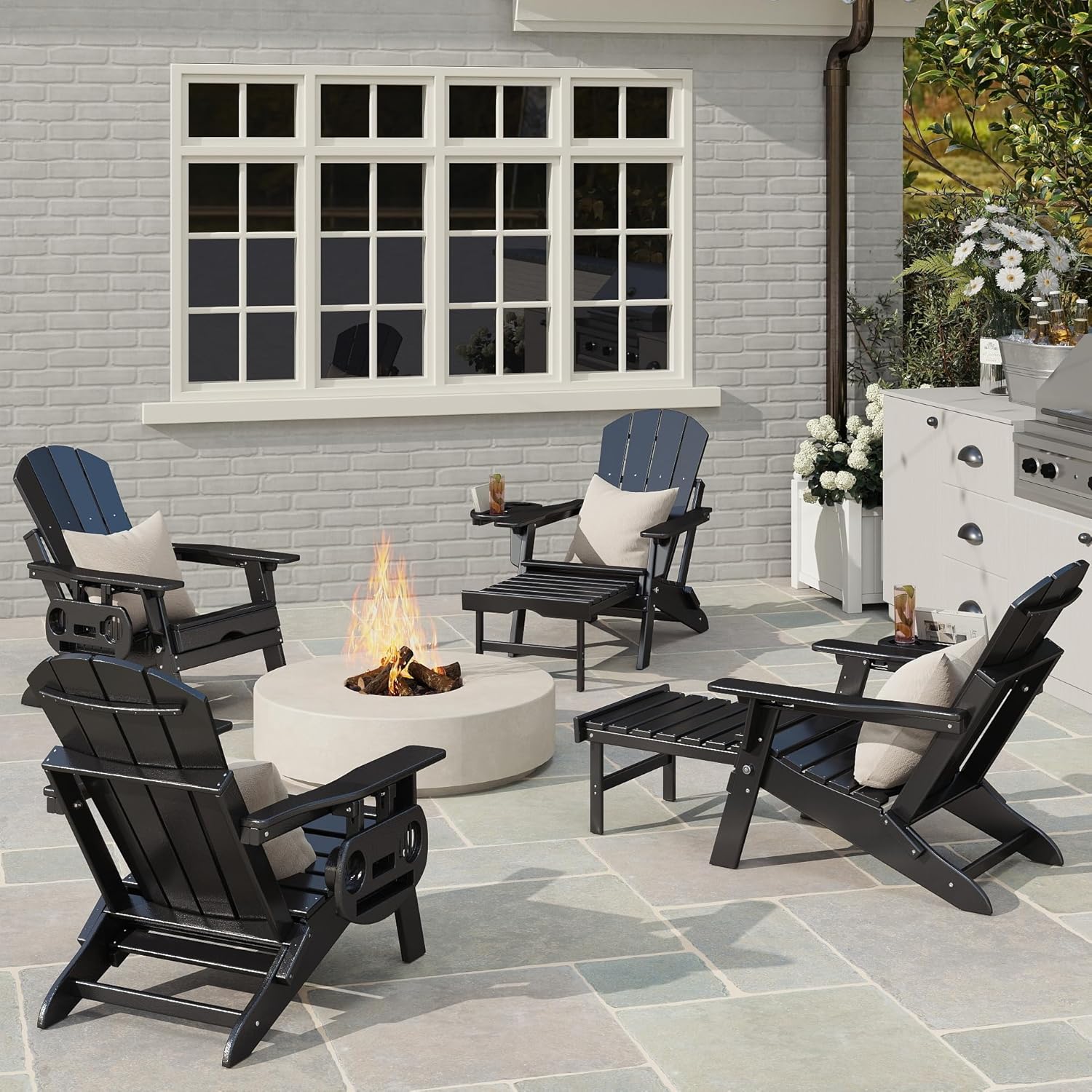 Adjustable Adirondack Chair with Retractable Footrest