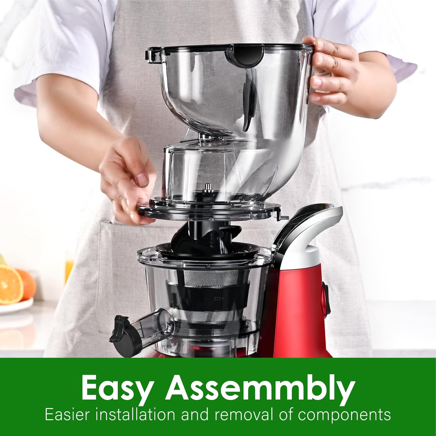 🎉⚡Hot Sale⚡Cold Press Juicer Machines, Kitchen in the Box Slow Masticating Juicers Machine,3.26inch Large Wide Feed Chute Fit Whole Fruits & Vegetables,BPA Free,Easy to Clean (Bright Black)
