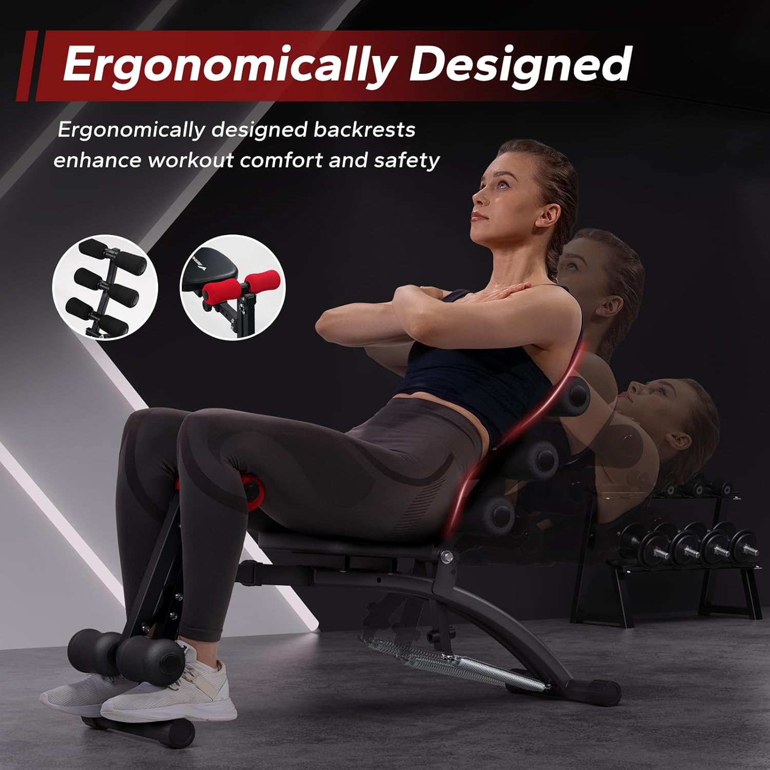 Ab Machine, Multi-Functional Adjustable Ab Trainer, Ab Workout Bench for Home Gym, Sit Up Machine for Abdominal, Exercise Chair for Full Body Workout
