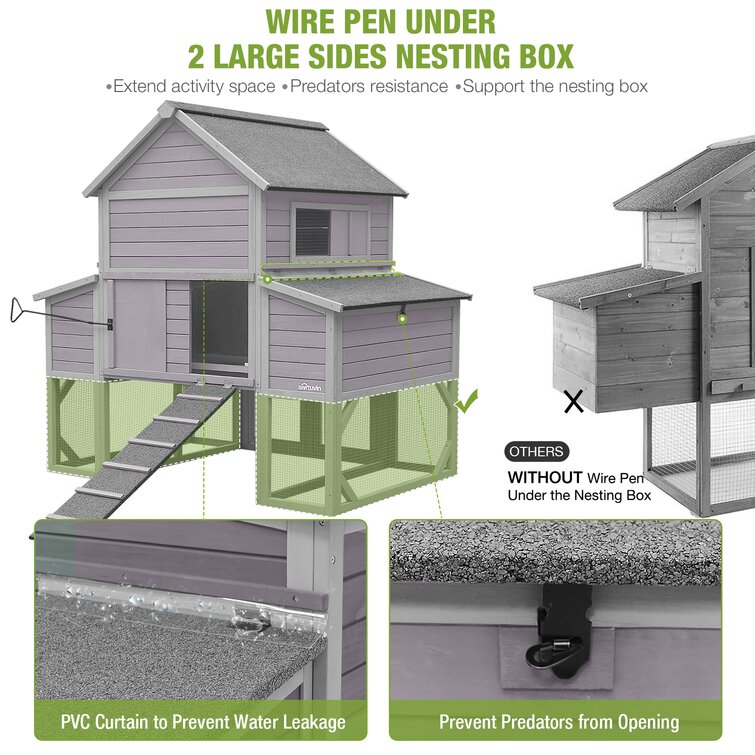 Anyi 59 Square Feet Chicken Coop with Chicken Run
