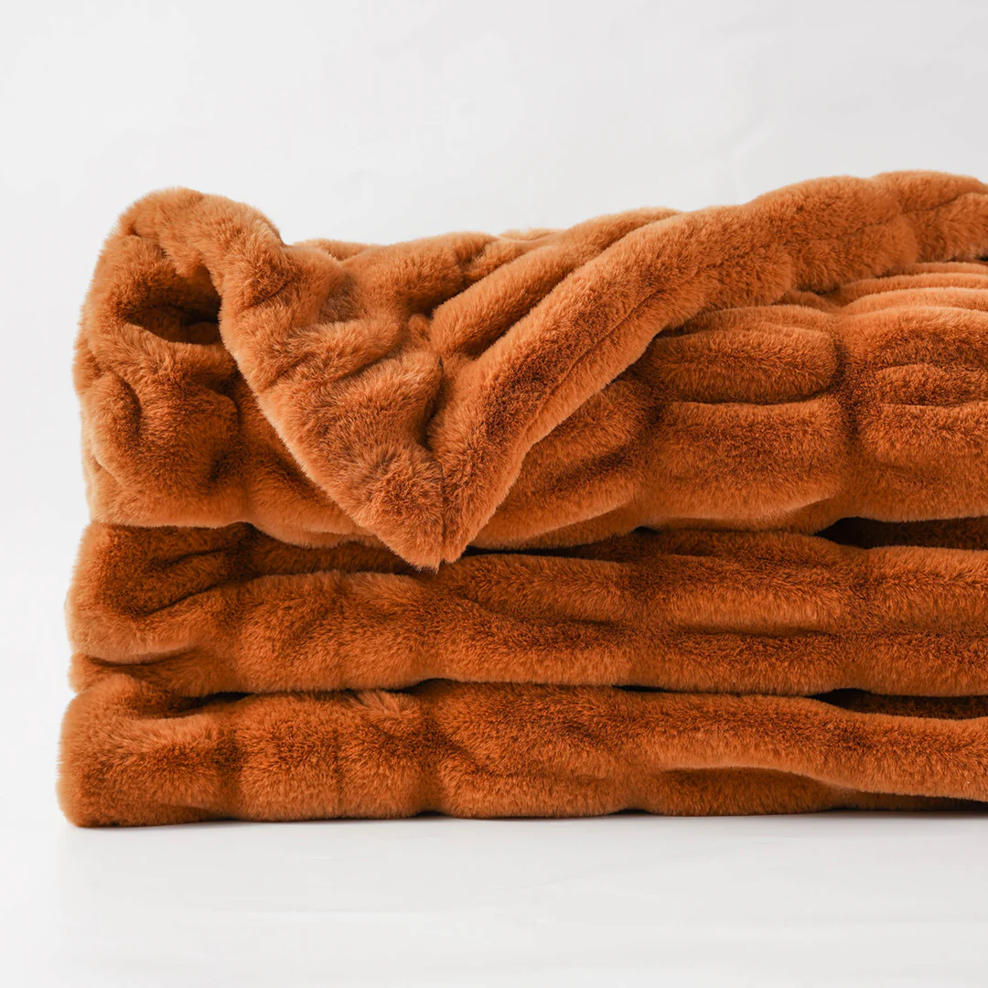 Faux Reversible Rabbit Fur Blanket